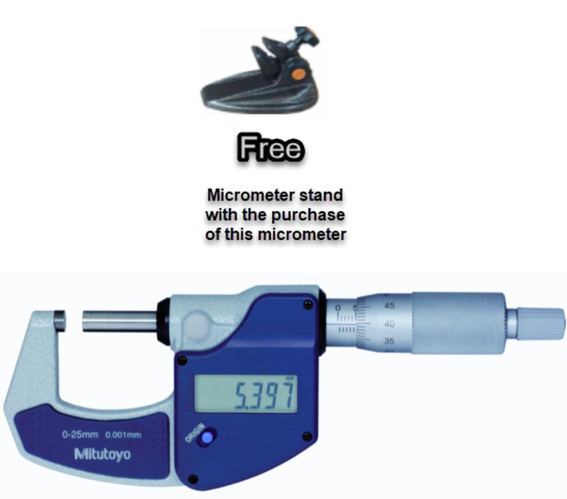 Mitutoyo Metric Digimatic Micrometer 0-25mm/.0-1" W/O Output  293-831-30 Resolution .0010mm/.00005" Ratchet stop